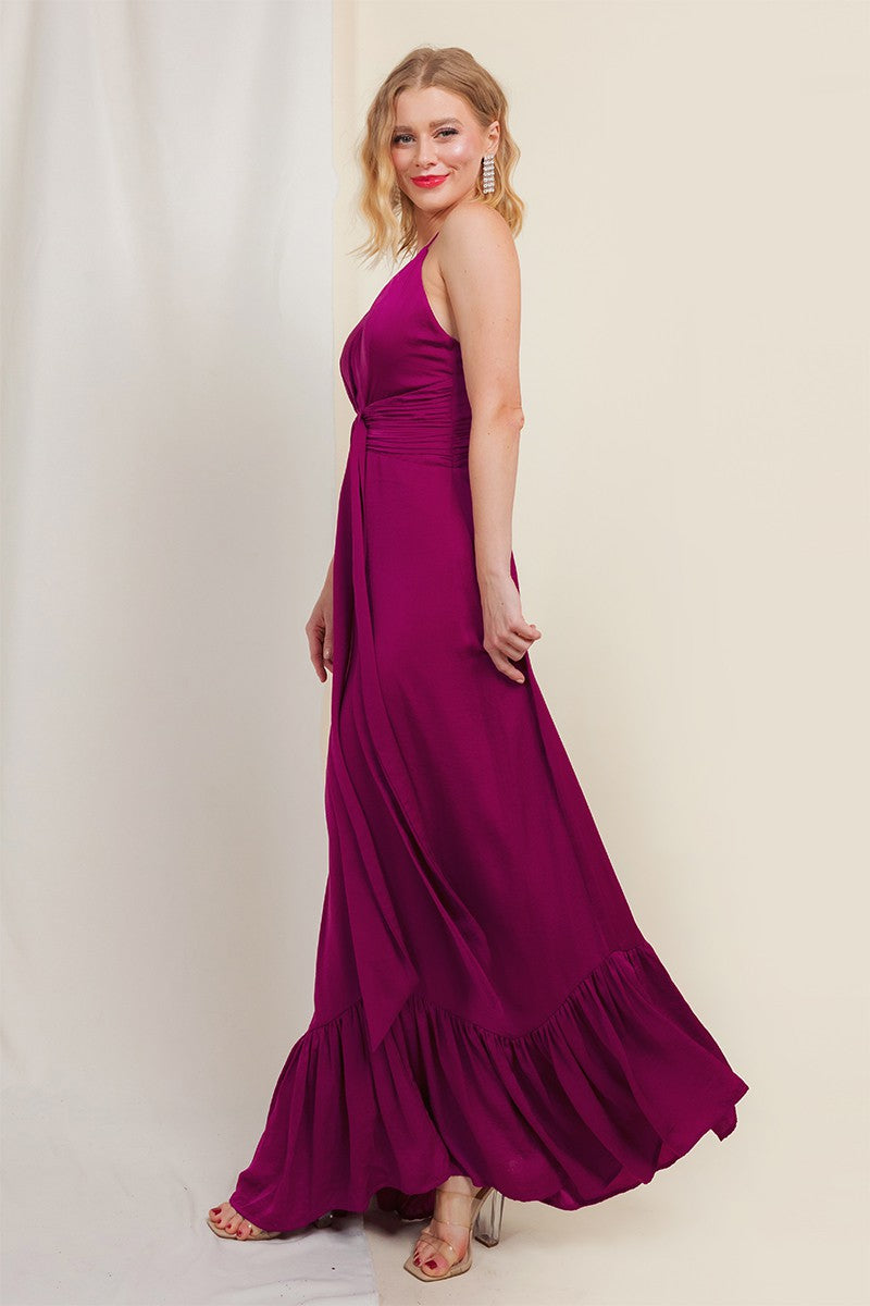 Vestido largo con holán en parte de abajo