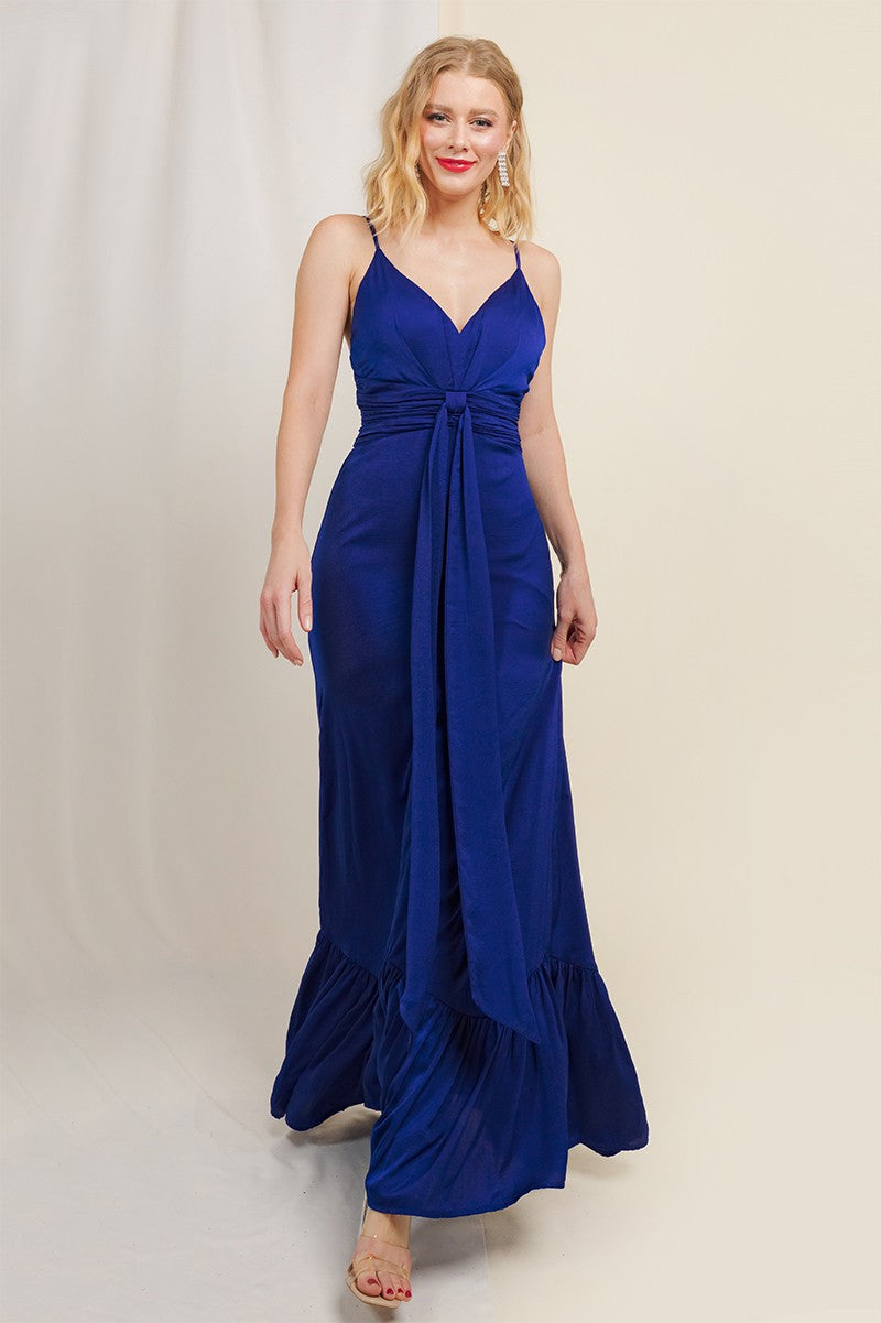 Vestido largo con holán en parte de abajo