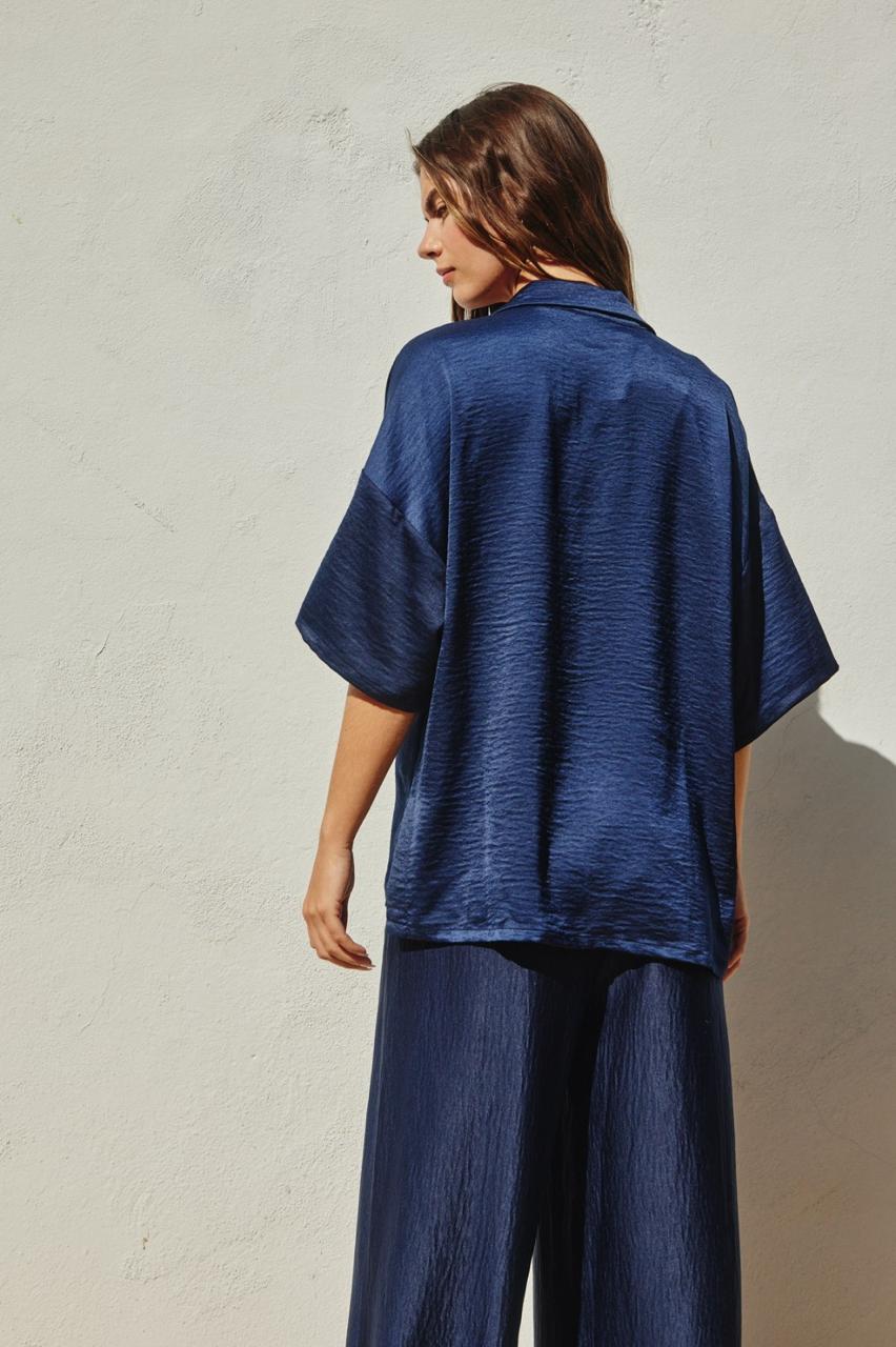 Conjunto blusa pantalón de satín