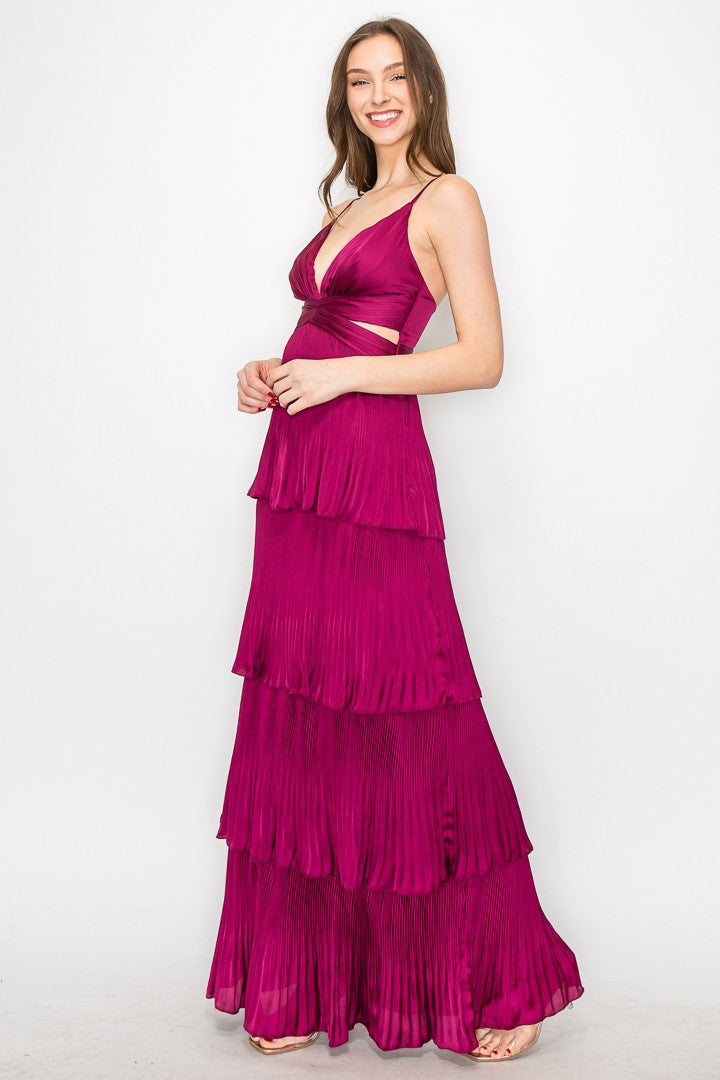 Vestido largo de holanes